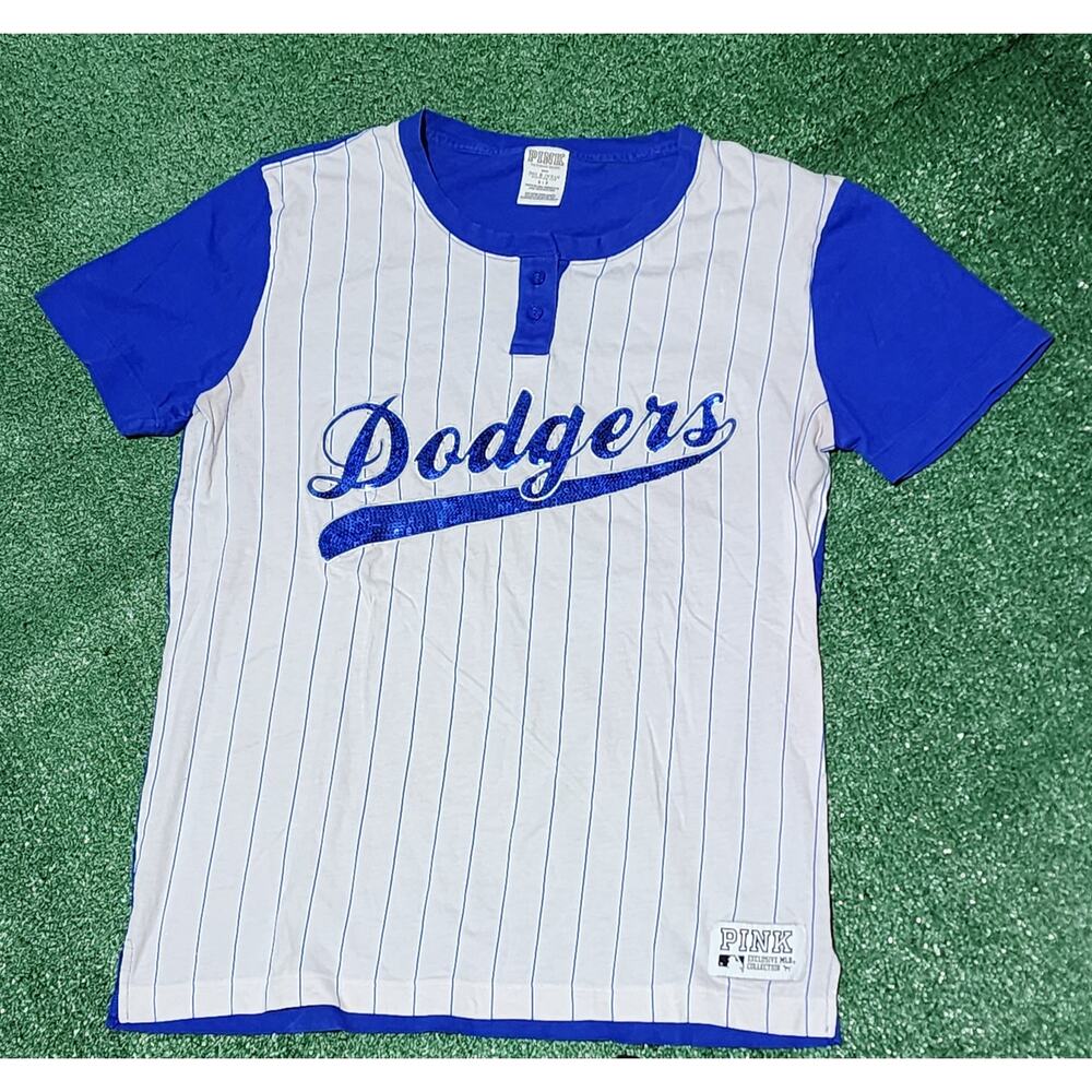 MLB & Pink Victoria's secret blue sequence Los Angeles Dodgers shirt size Small